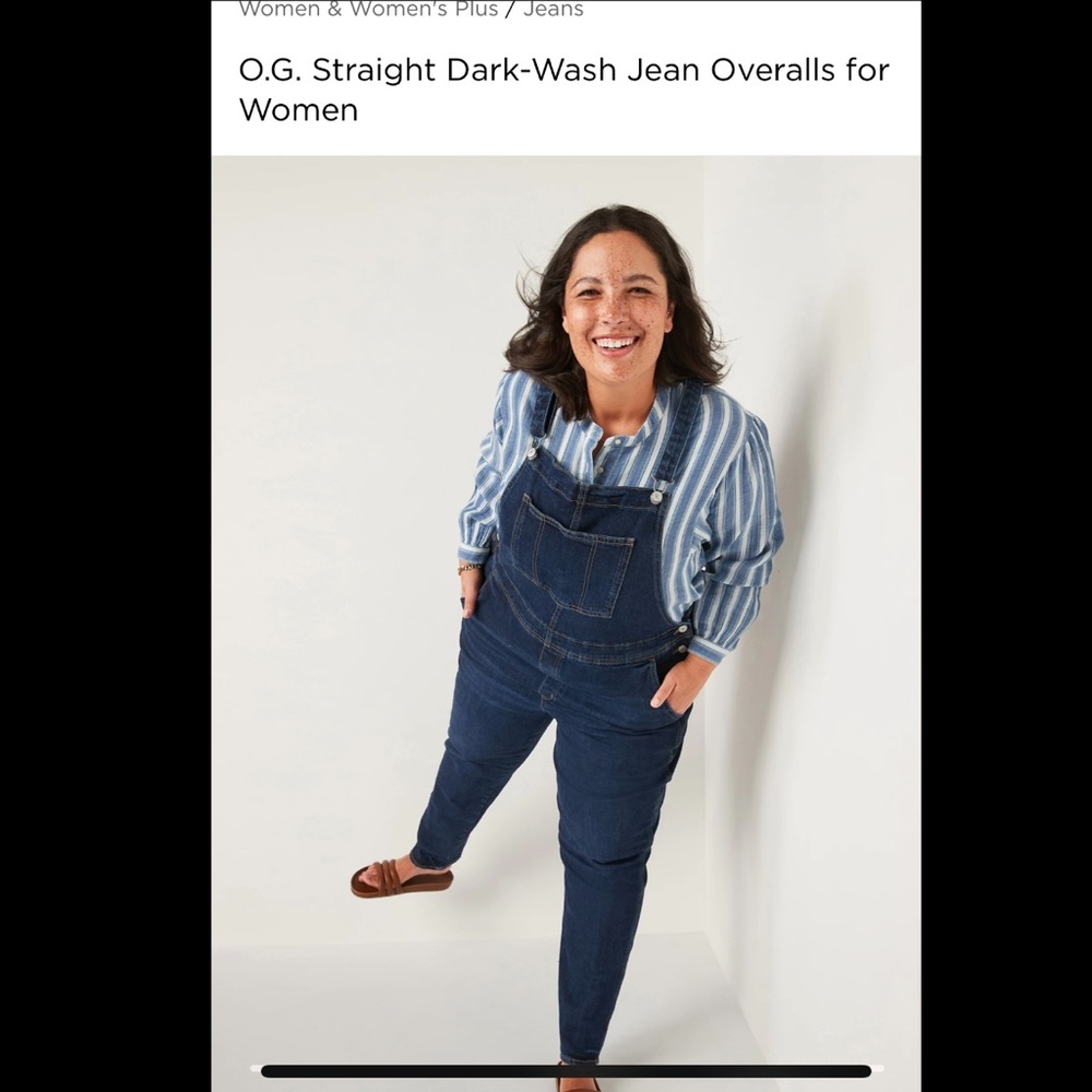 Old Navy - O.G. Straight Dark-Wash Jean Overalls for Women